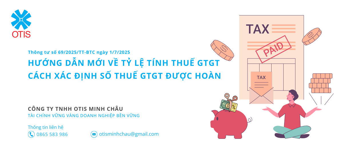 THÔNG TƯ SỐ 69/2025/TT-BTC ngày 1/7/2025 của Bộ Tài Chính hướng dẫn mới về tỷ lệ tính thuế GTGT và cách xác định số thuế GTGT được hoàn