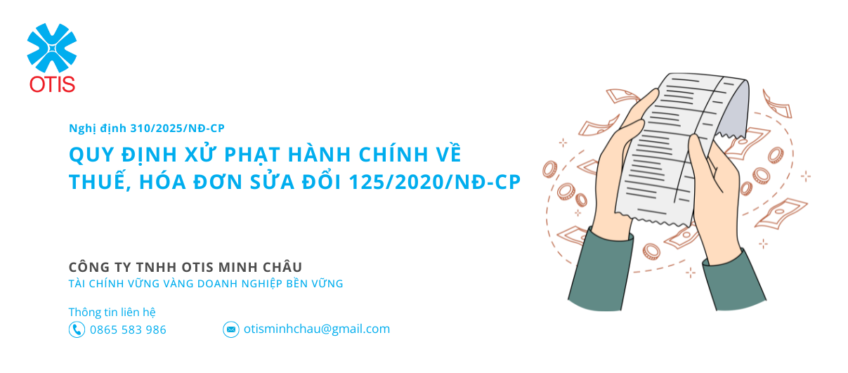 Nghị định 310/2025/NĐ-CP quy định xử phạt hành chính về thuế, hóa đơn sửa đổi 125/2020/NĐ-CP