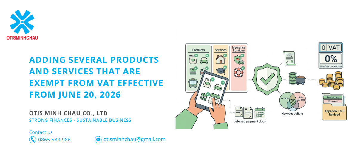 Adding several products and services that are exempt from VAT effective from June 20, 2026.